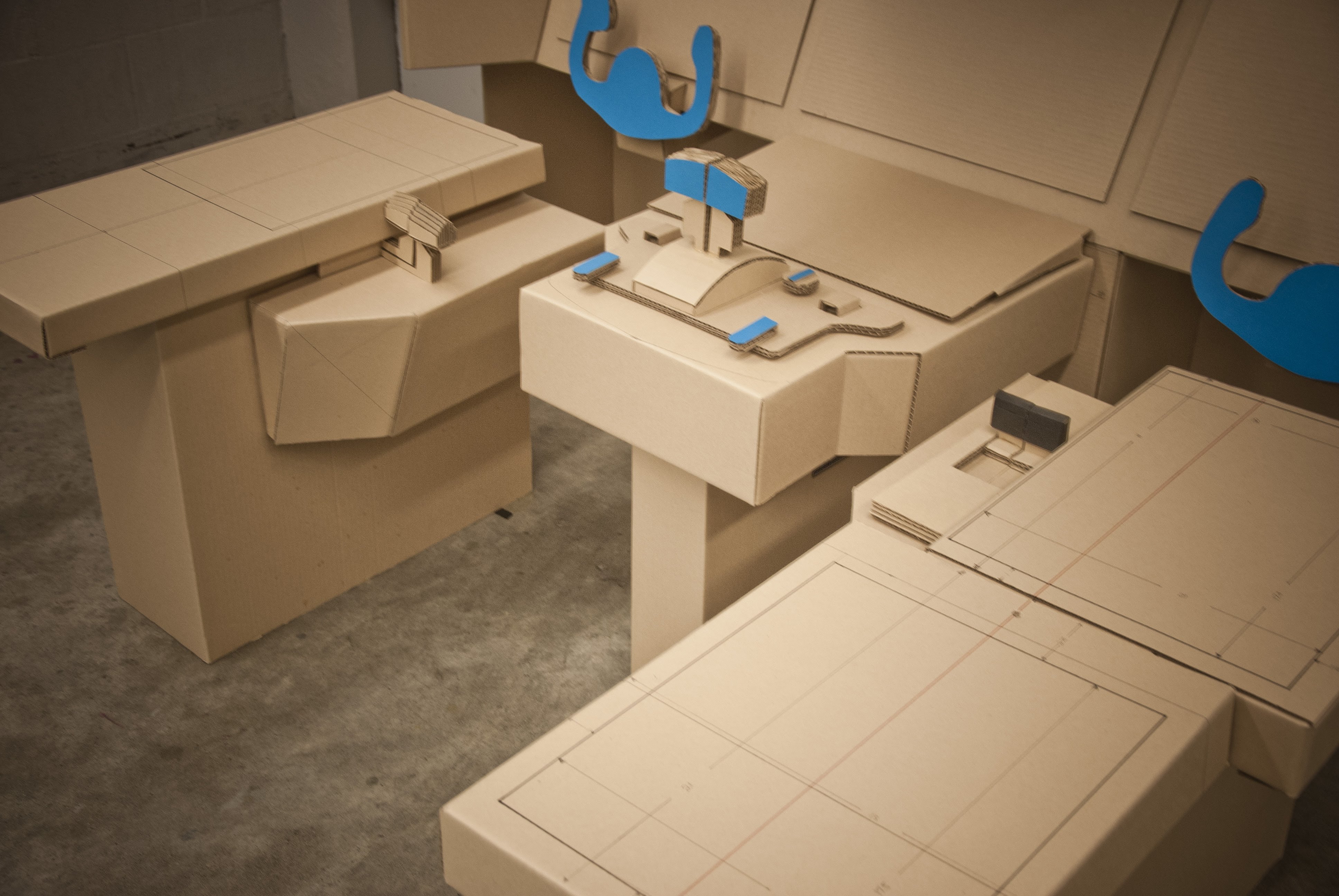Boeing cardboard flight deck prototype