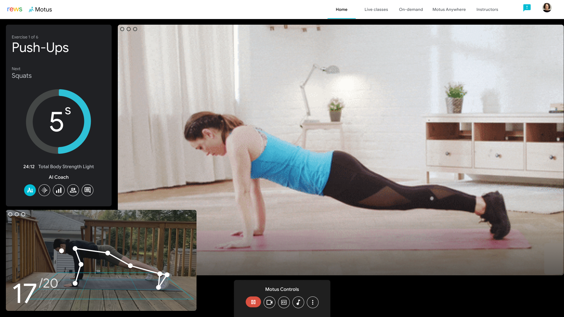 Motus live class interface